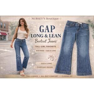 GAP Long & Lean Bootcut Jeans Womens 6 Long Medium Wash Denim